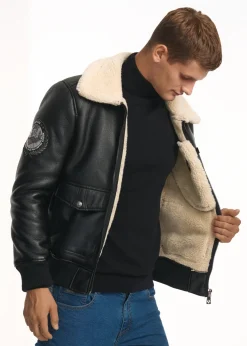 Czarny kożuch męski TOP GUN