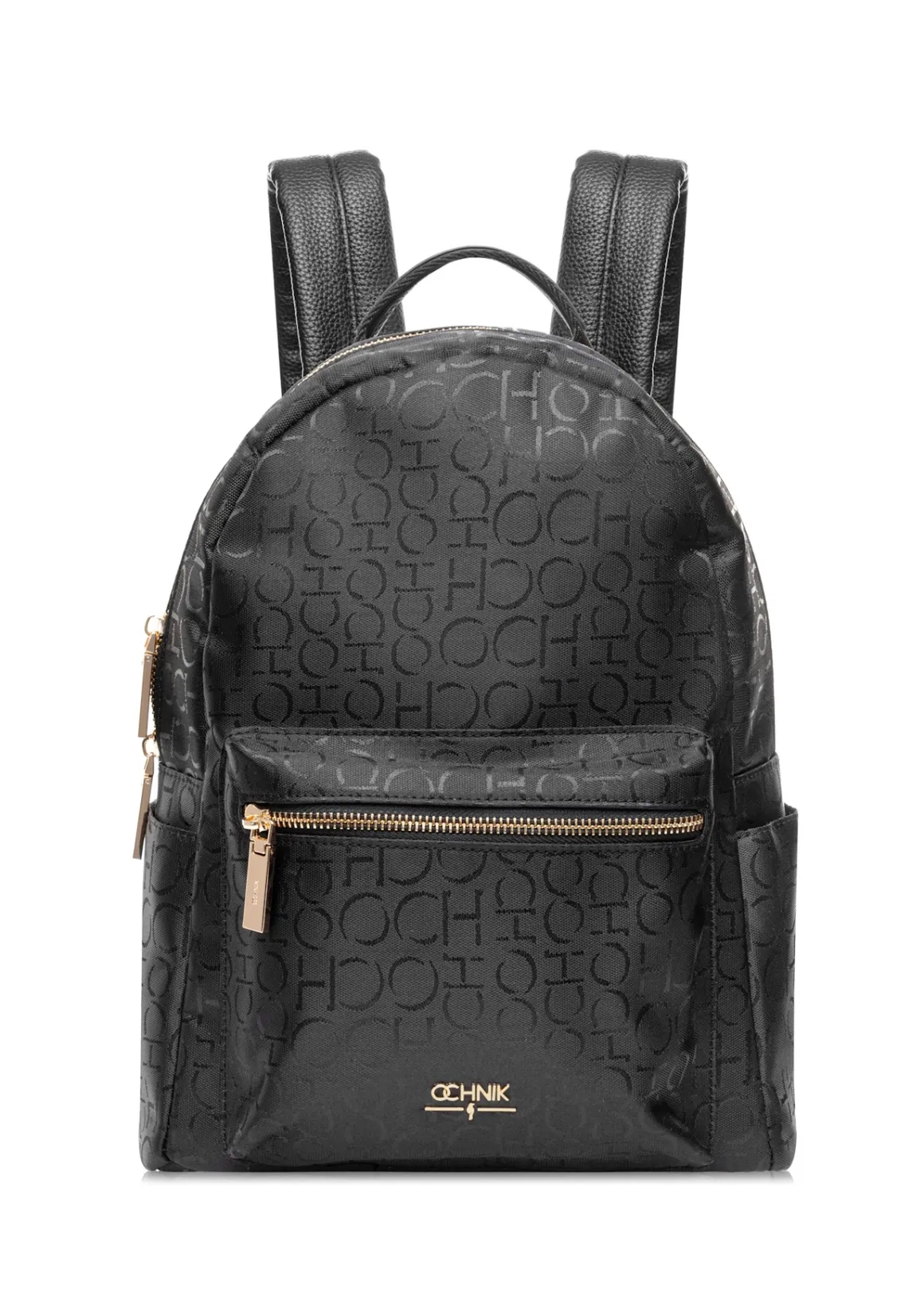 Czarny plecak damski z monogramem