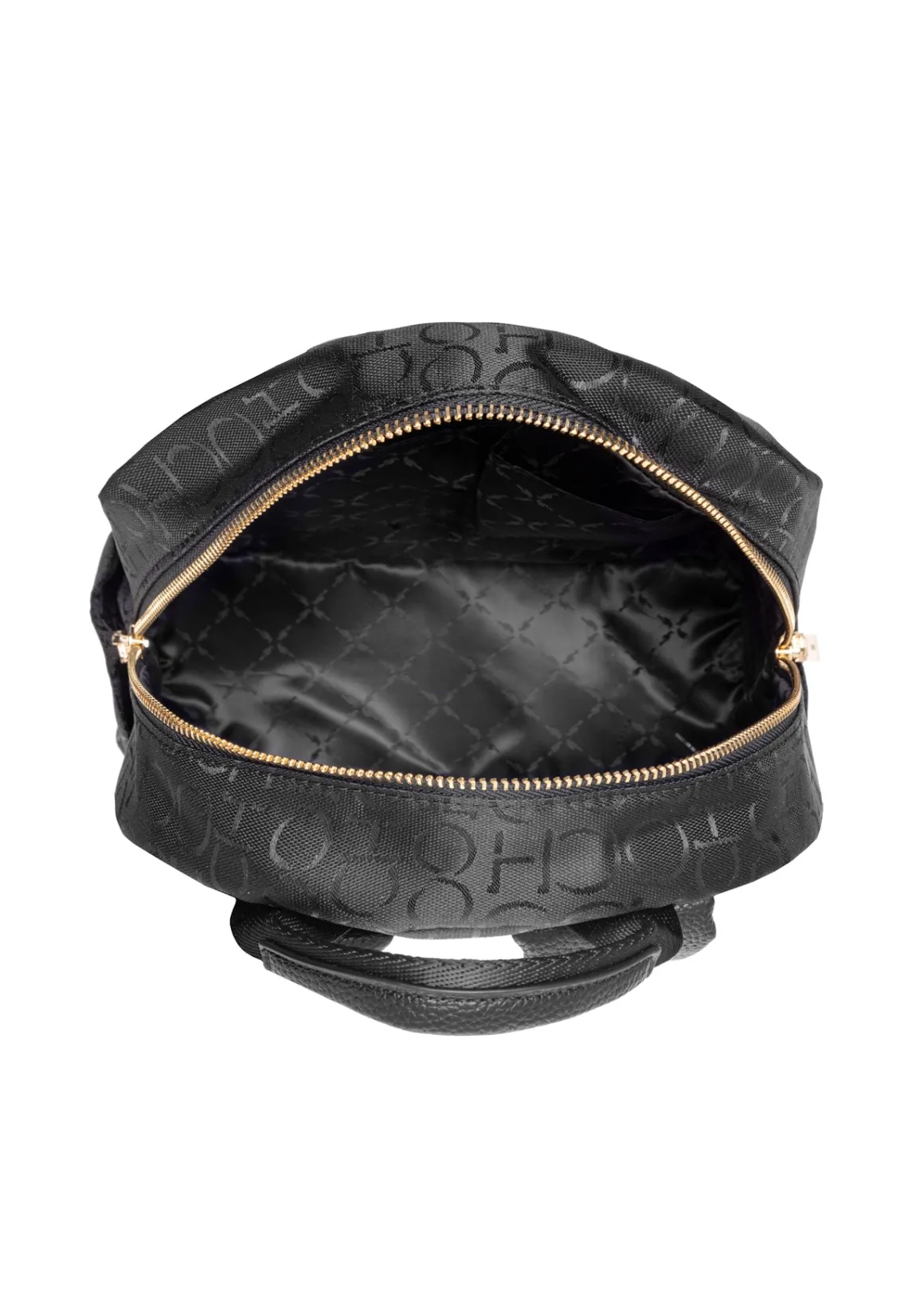 Czarny plecak damski z monogramem