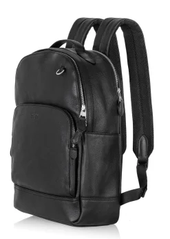 Czarny skórzany plecak męski