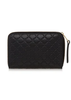 Czarny skórzany portfel damski z tłoczeniem