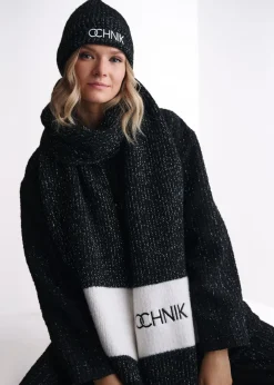Czarny szalik damski z logo OCHNIK