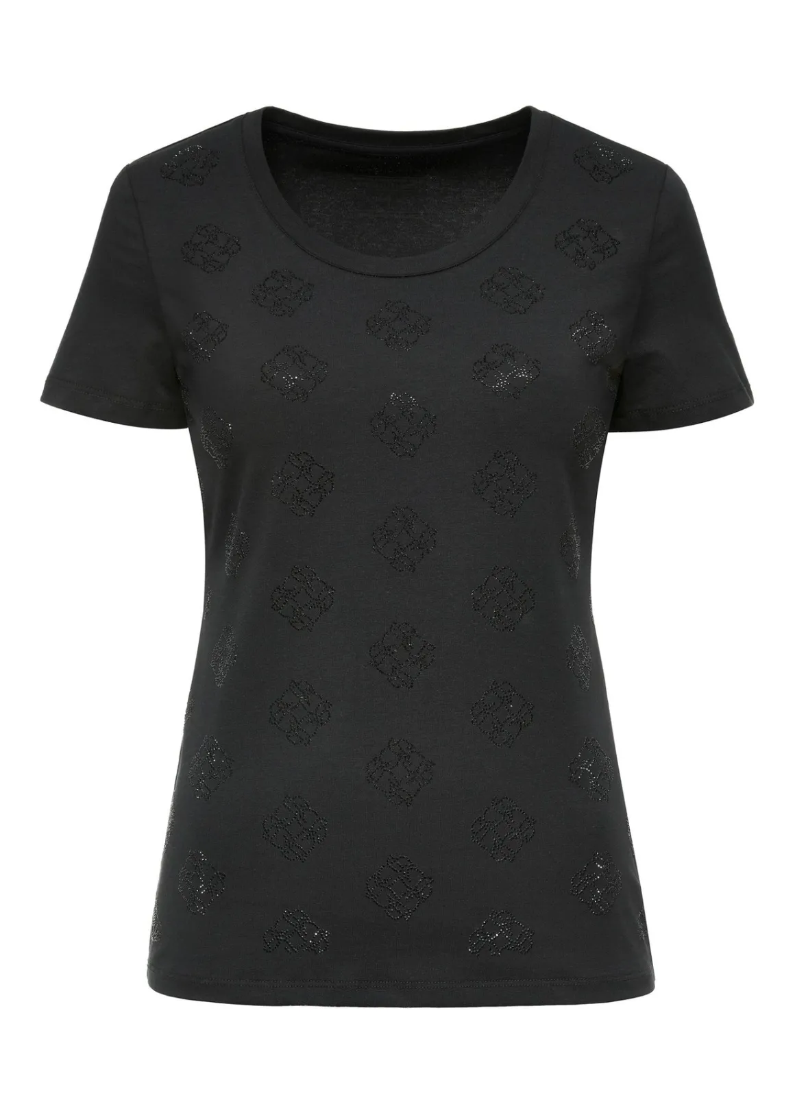 Czarny t-shirt damski z monogramem