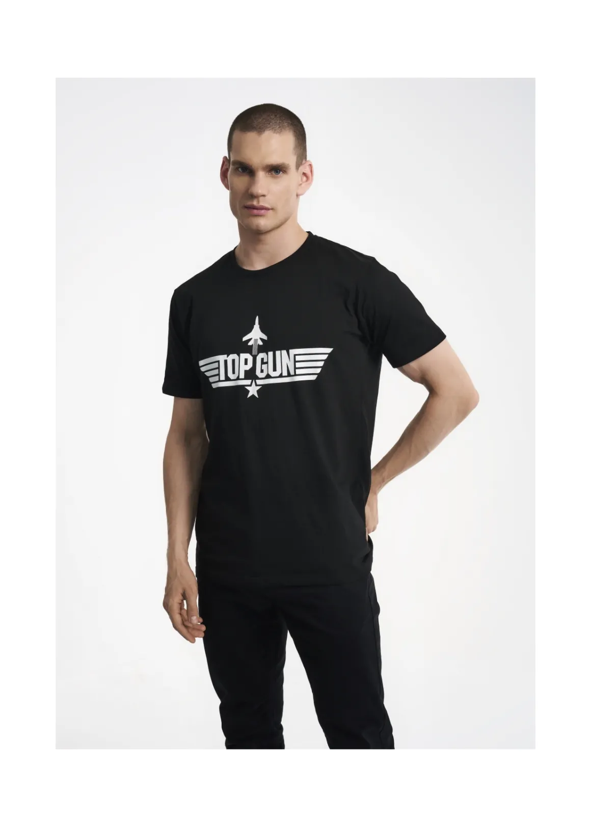 Czarny T-shirt męski TOP GUN