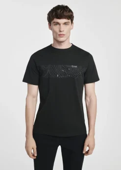Czarny t-shirt męski z nadrukiem