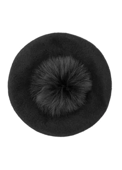 Czarny wełniany beret damski