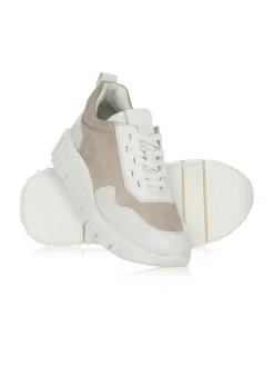 Damskie sneakersy ze skóry naturalnej na platformie