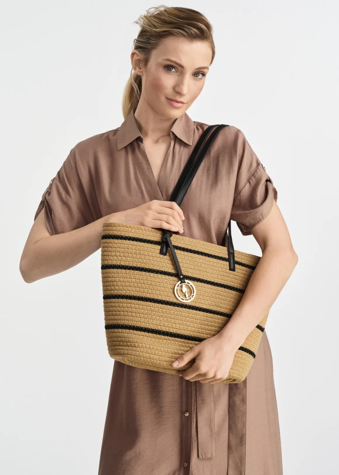 Duża pleciona torebka shopper