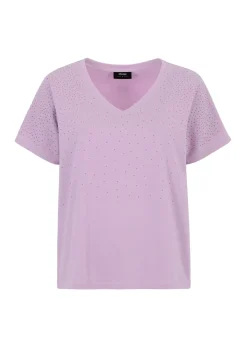 Fioletowy T-shirt damski z cekinami