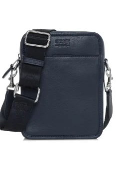 Granatowa skórzana torba męska