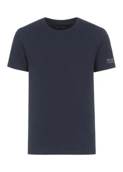 Granatowy basic T-shirt męski z logo