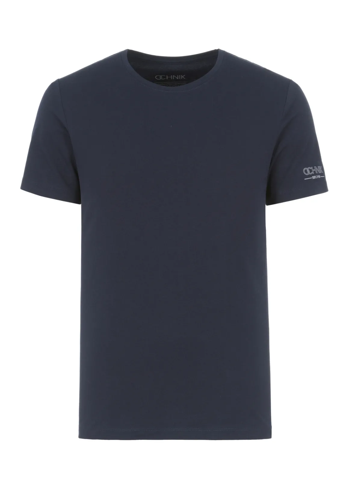 Granatowy basic T-shirt męski z logo