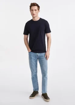 Granatowy bawełniany T-shirt męski