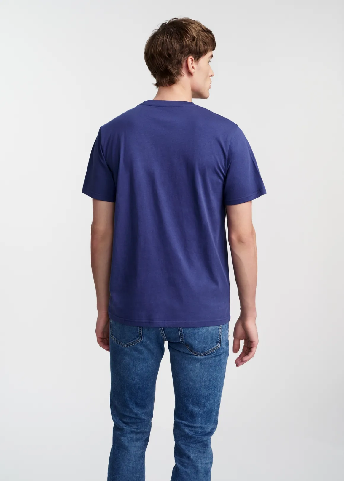 Granatowy bawełniany t-shirt z nadrukiem