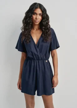 Granatowy krótki kombinezon damski