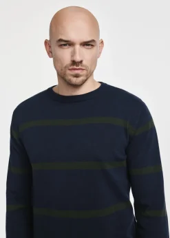 Granatowy sweter męski w paski