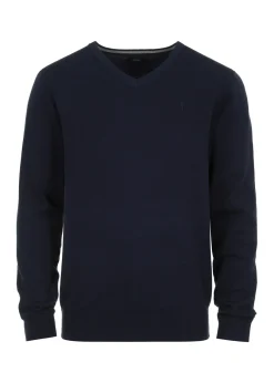 Granatowy sweter męski w serek
