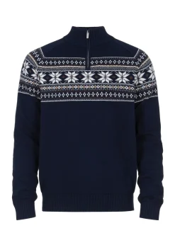 Granatowy sweter męski we wzór norweski