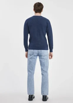 Granatowy sweter męski z bawełny