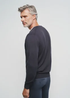 Granatowy sweter męski z logo