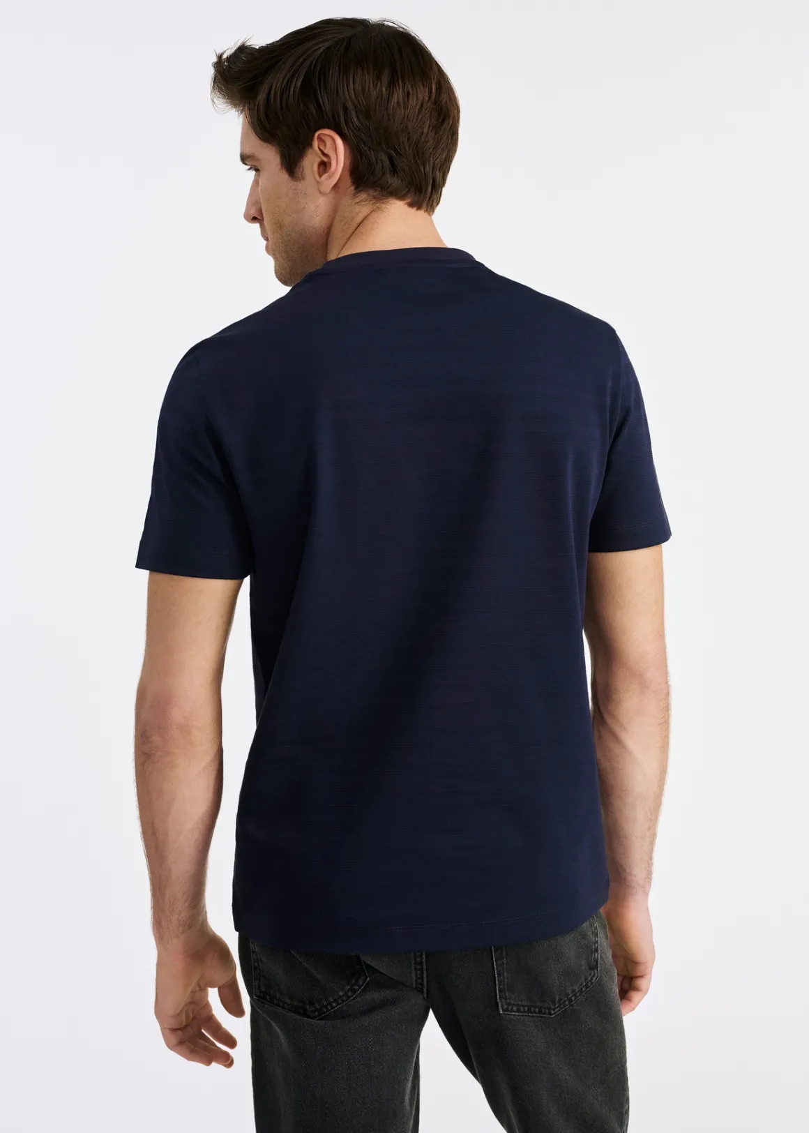 Granatowy T-shirt męski z bawełny