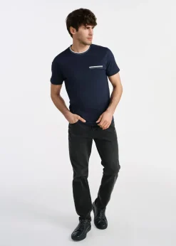 Granatowy T-shirt męski z bawełny