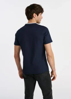 Granatowy T-shirt męski z bawełny