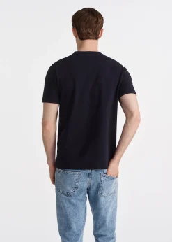 Granatowy T-shirt męski z bawełny
