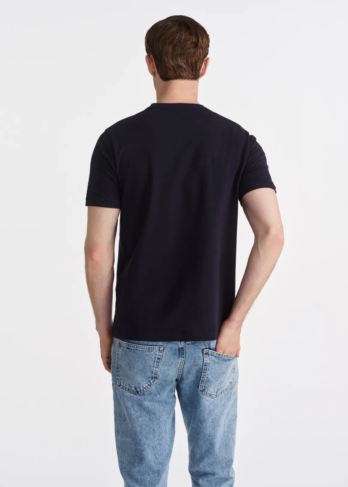 Granatowy T-shirt męski z bawełny