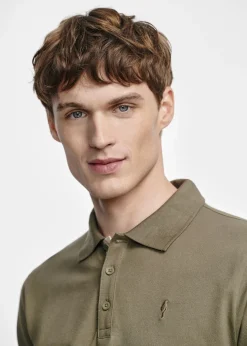 Khaki koszulka polo męska z bawełny