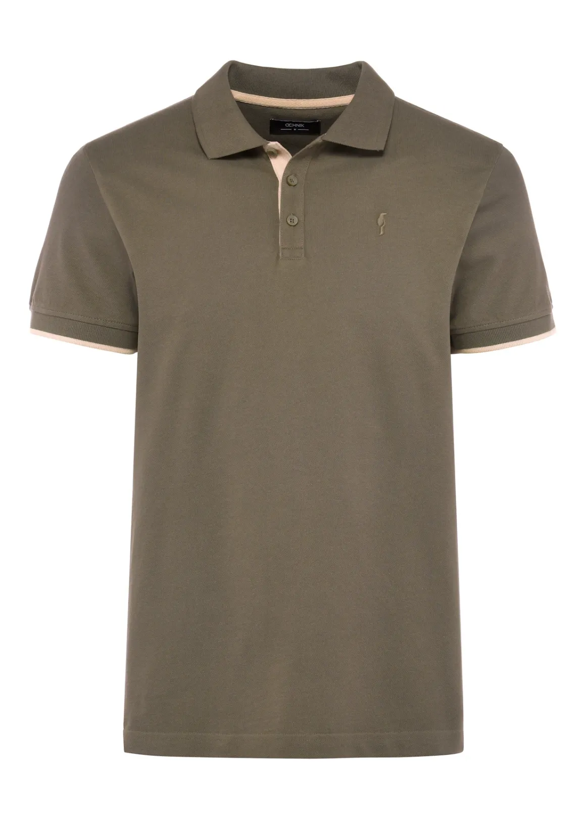 Khaki koszulka polo męska z bawełny