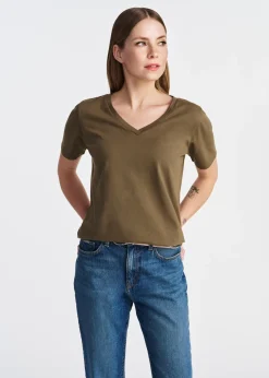 Khaki t-shirt damski basic