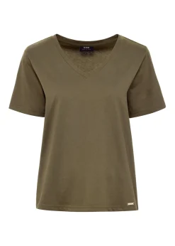 Khaki t-shirt damski basic