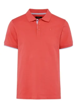 Koralowa koszulka polo męska z bawełny