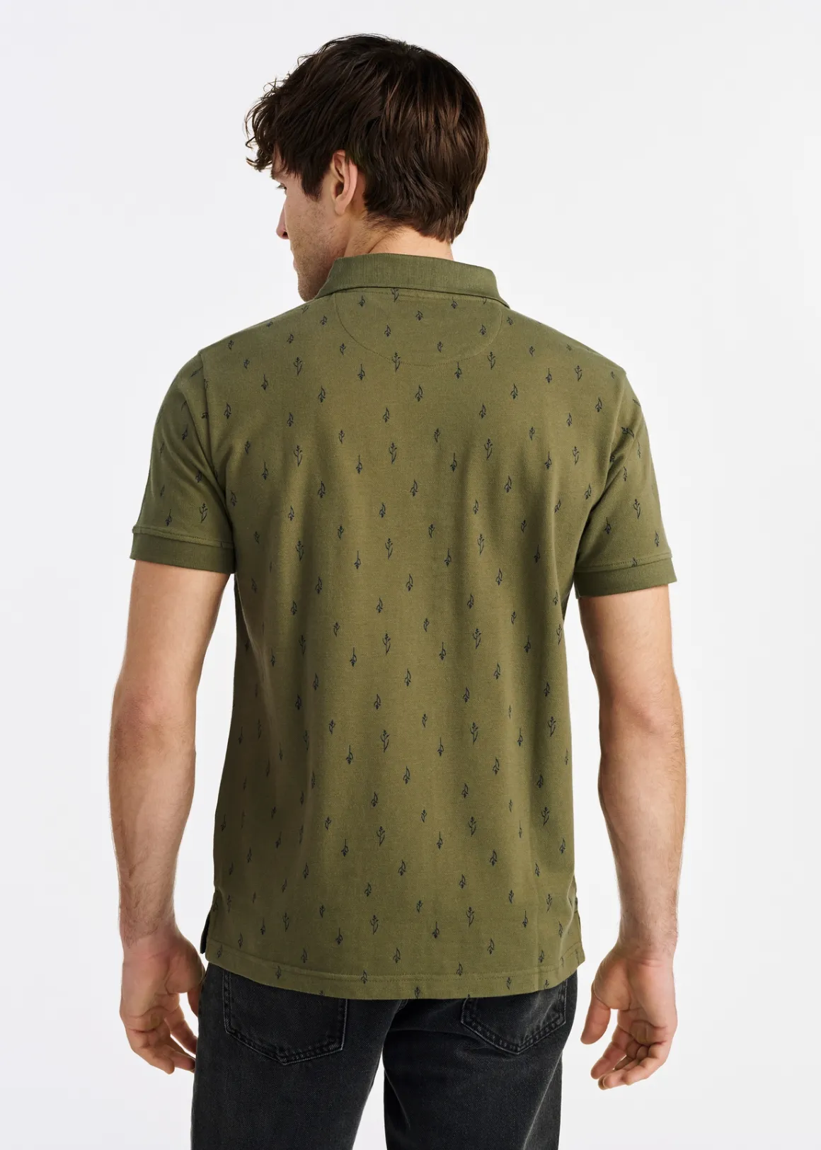 Koszulka polo khaki we wzory