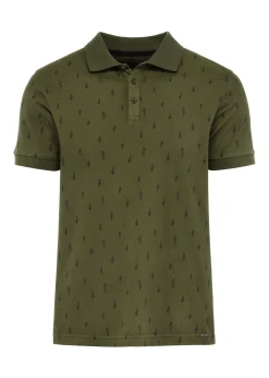 Koszulka polo khaki we wzory