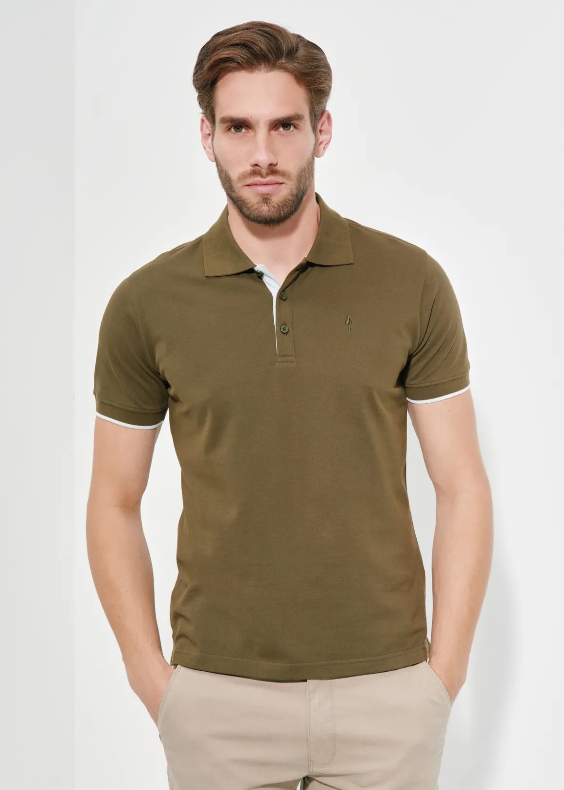 Koszulka polo męska w kolorze khaki