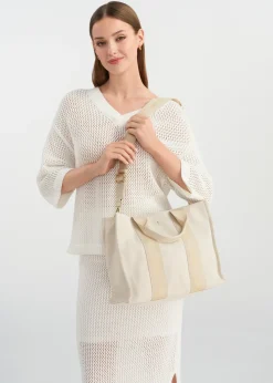Kremowa damska torebka typu tote bag