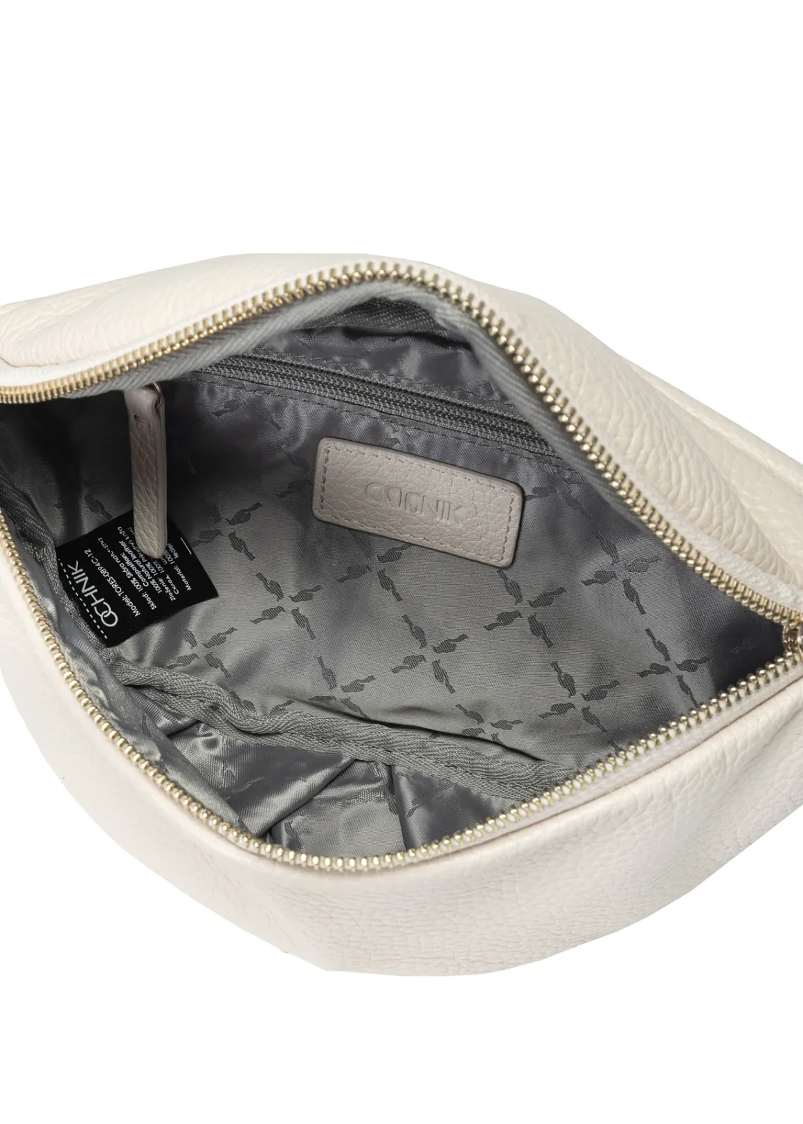 Kremowa skórzana nerka damska