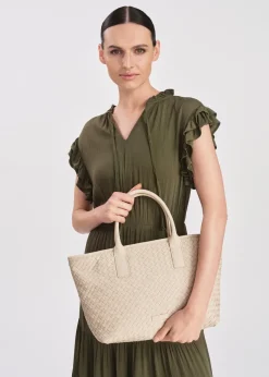 Kremowa torebka shopper damska