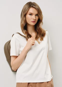 Kremowy T-shirt damski basic
