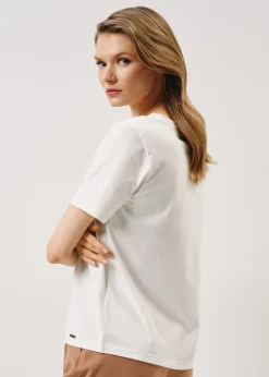 Kremowy T-shirt damski basic