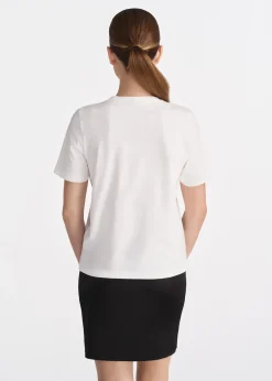 Kremowy T-shirt damski z logo