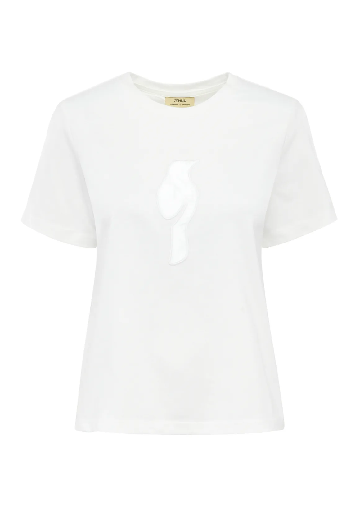 Kremowy T-shirt damski z logo
