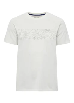 Kremowy t-shirt męski z nadrukiem