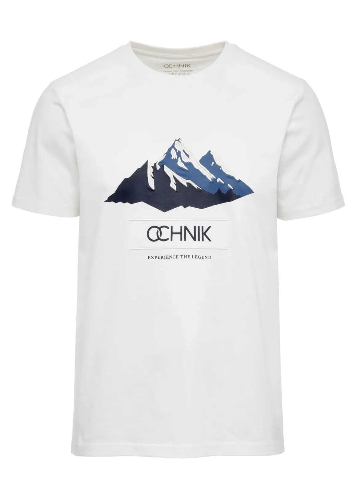 Kremowy t-shirt męski z nadrukiem