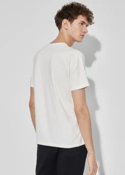 Kremowy T-shirt męski z printem