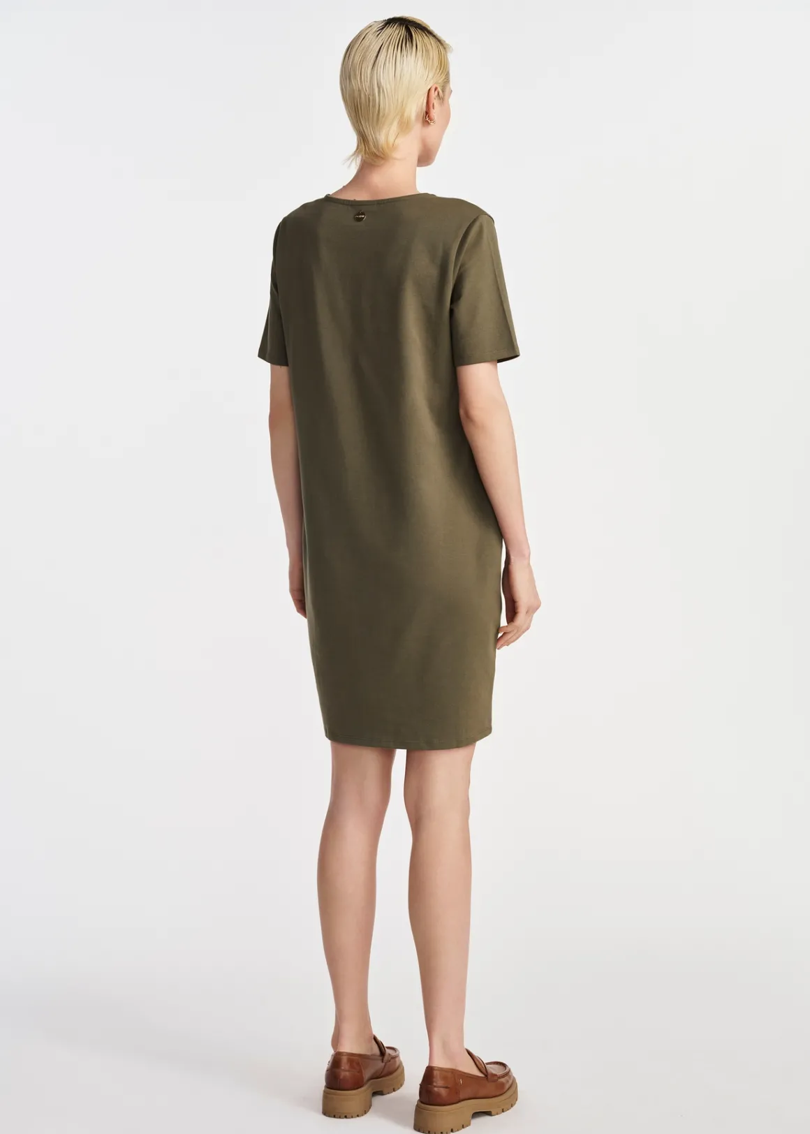 Krótka bawełniana sukienka w kolorze khaki