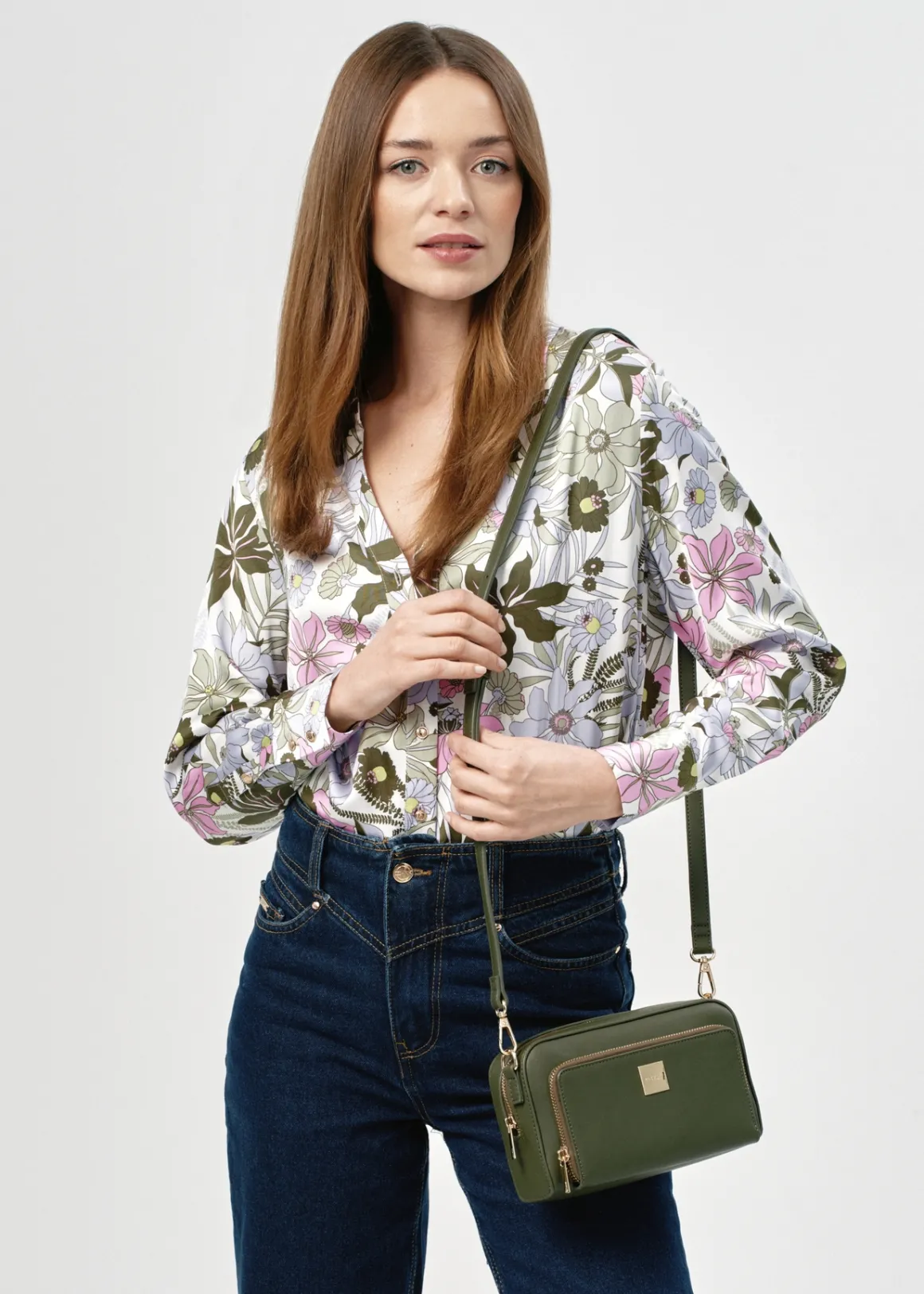 Mała torebka cross body w kolorze khaki