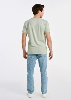 Miętowy basic T-shirt męski z logo